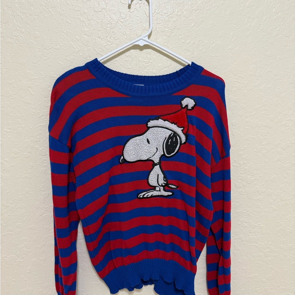 Peanuts Red and Blue Striped Knit Top